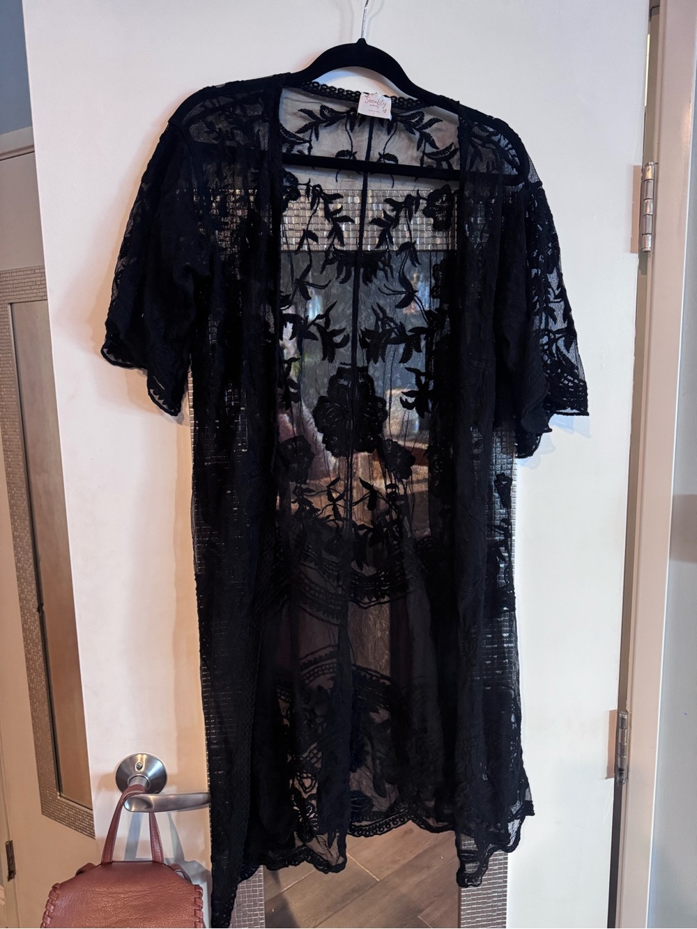 Siren Lily Black Sheer Floral Lace Kimono